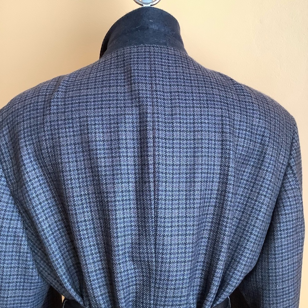 VINTAGE Blue Wool Houndstooth Blazer Oversized Men's 42 XL - Picture 5 of 16